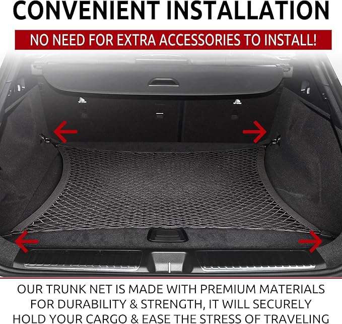Floor Style Automotive Elastic Trunk Mesh Cargo Net for Mercedes-Benz EQE SUV 2023-2025 - Premium Trunk Organizers and Storage - Luggage Net for SUV - Best Car Organizer for Mercedes-Benz EQE