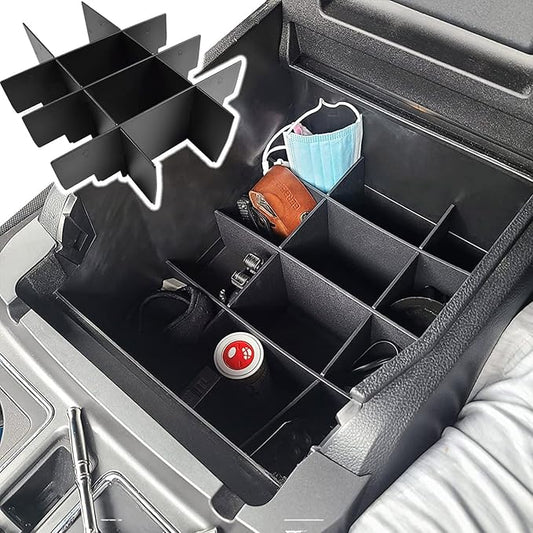 RUNROAD Center Console Organizer Dividers Compatible with Ford F150 2015-2020 (Full Console with Bucket Seats ONLY) Accessories, Insert Tray Divider Armrest ABS Secondary Storage