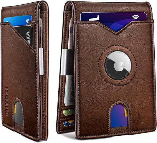miyozi Airtag Wallet for Men,with Money Clip 11 Cards Slim Front Pocket Leather RFID Blocking Wallet with Gift Box