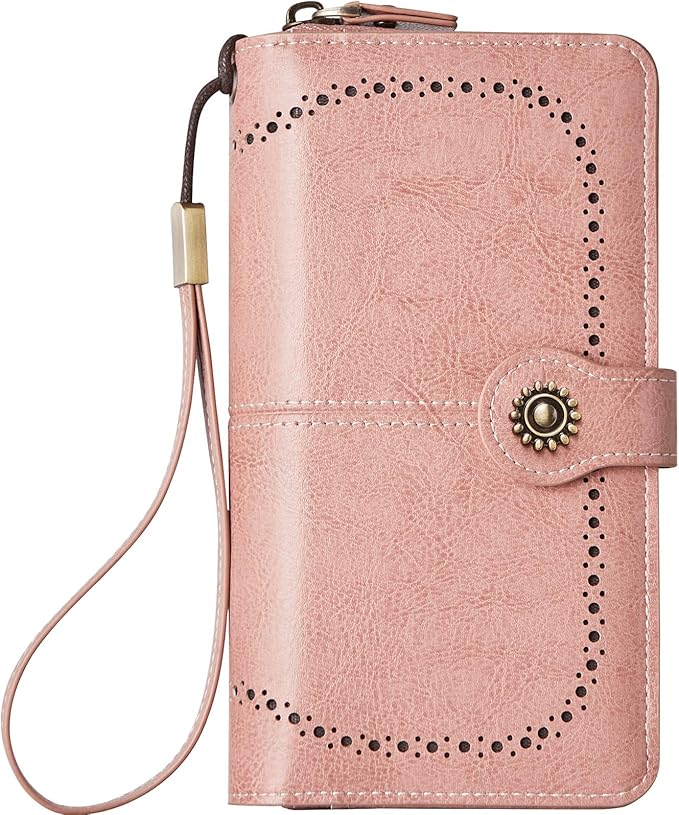TFKGS Wallet for Women RFID Blocking Leather Large Capacity Card Holder Ladies Phone Clutch Travel Long Purse Wristlet | RFID Blocking, Leather, Large Capacity, Ladies, Travel