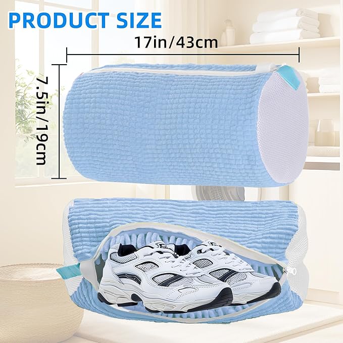 Shoe Washing Machine Bag Laundry Shoe Bag for Washer and Dryer Reusable 2pc Shoe Cleaning Bags for Sneakers 360° Deep Cleaning Machine for All Shoes Types With Self-locking Zipper