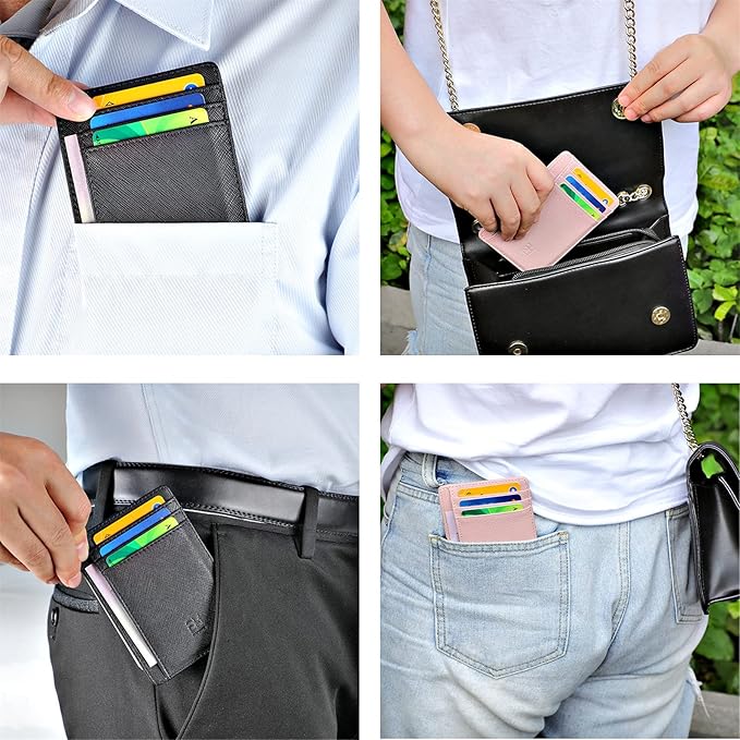 GH GOLD HORSE Slim RFID Blocking Card Holder Minimalist Leather Front Pocket Wallet for Women | Slim