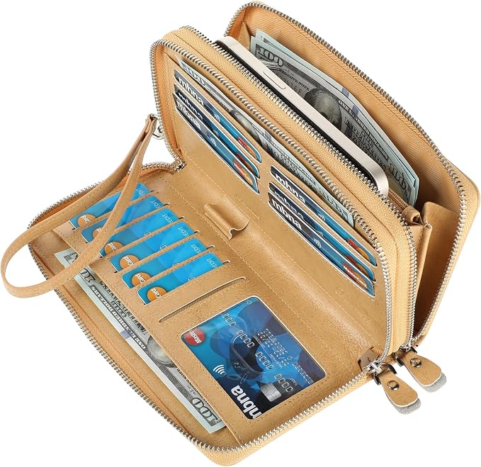 Lavemi Small Compact Women Wallet RFID Blocking Genuine Leather Bifold Purse with ID Windows