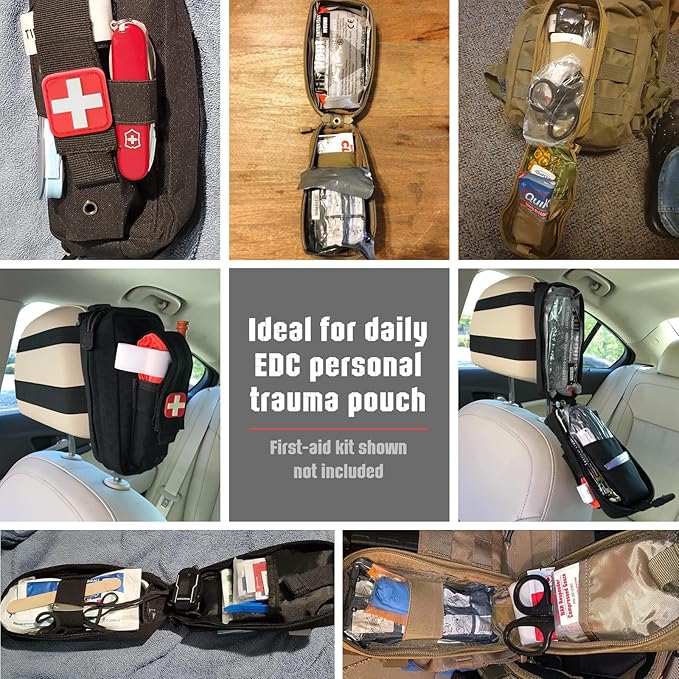 Tactical MOLLE Medical Pouch, Rip-Away EMT First Aid Pouch IFAK Trauma Kit Everyday Carry Survival Bag Include Cross Patch
