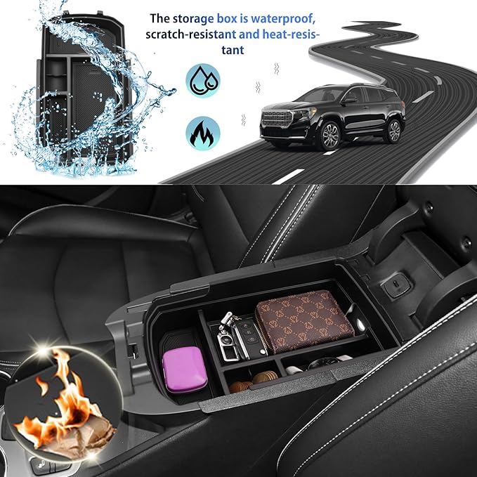 SHAOHAO 2024 GMC Terrain Center Console Organizer for 2018-2024 GMC Terrain Accessories Terrain SL, SLE, SLT, AT4, Denali Secondary Storage Insert Tray Pallet 2024 Terrain Interior Accessory