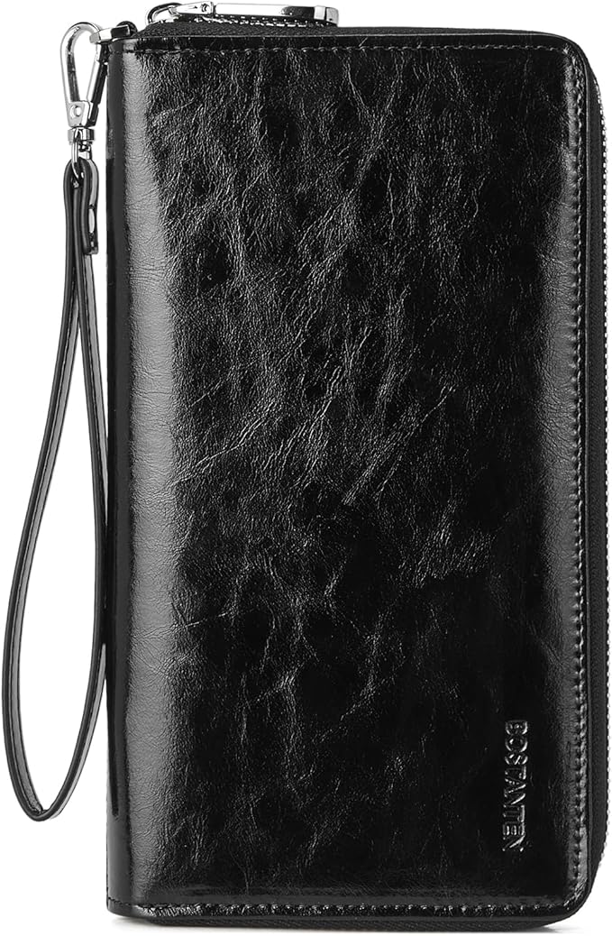 BOSTANTEN Leather Wallet for Women RFID Blocking Zip Around Credit Cards Holder Phone Clutch