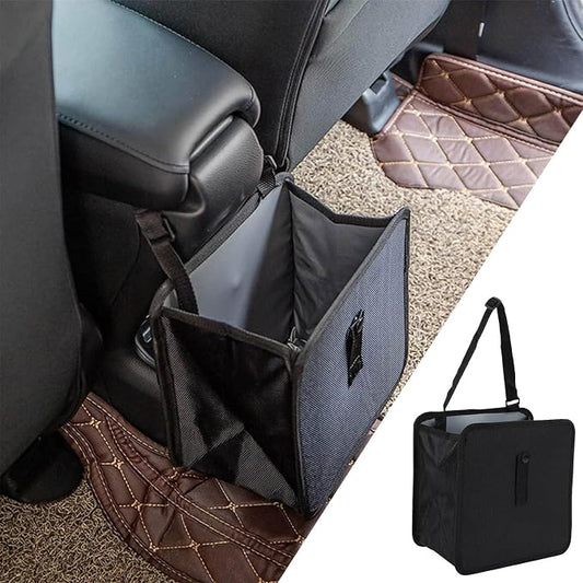 Car Trash Can, Oxford Cloth Foldable Car Trash Bin Hanging, 1.85 Gallon Capacity Garbage Bag Organizer, Leak-Proof Waterproof Auto Storage Container (Medium)