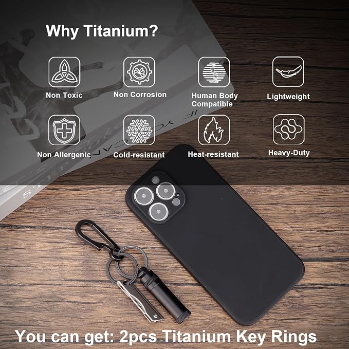 Titanium Key Rings Heavy Duty Side Push Split Key Chain Rings for Key Carabiner Quick Release Keychain