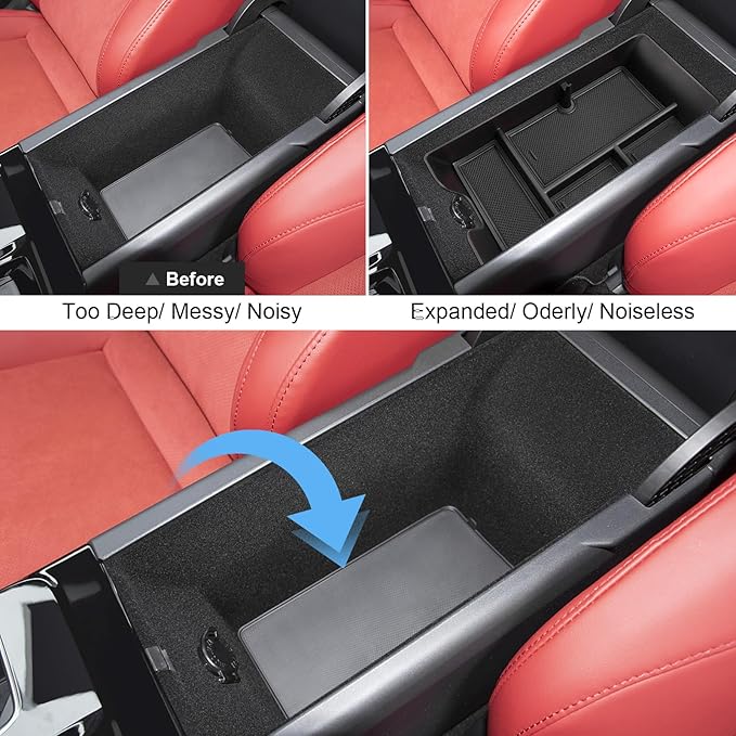 2025 2026 Camry Center Console Organizer for Toyota Camry (LE/SE/Nightshade/XLE/XSE), Durable ABS &Anti-Slip Rubber Console Tray Insert 2026 Camry Accessories