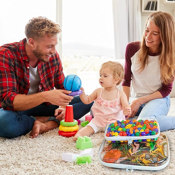 Clear Hard Shell Zipper Case,Clear Toy Storage Pouch,Waterproof Transparent Organizer Comestic Case for Travel, Office, Home(White, 3*S)