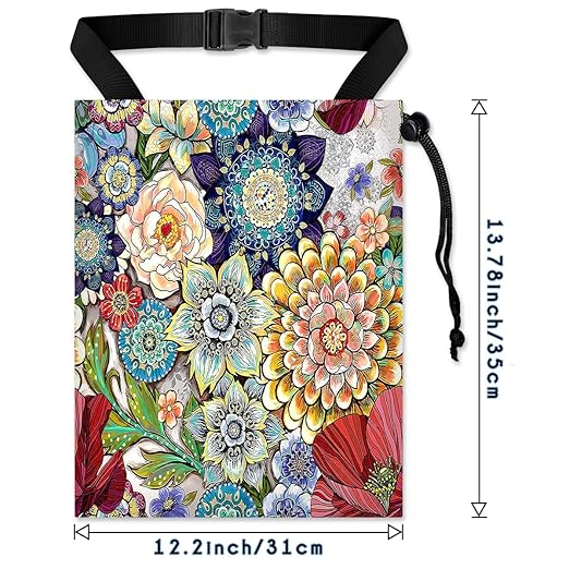 Car Trash Bag Hanging Back of Seat with Adjustable Snap Buckle Strap Cute Printed Drawstring Garbage Bags for Car-Boho Floral