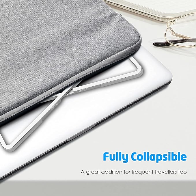 WixGear Laptop Stand for Desk - Foldable, Lightweight Aluminum Laptop Riser Holder, Portable Stand for 10-15.6??Laptops, Prevents Overheating with Non-Slip Rubbers, Travel-Friendly, Ergonomic Design