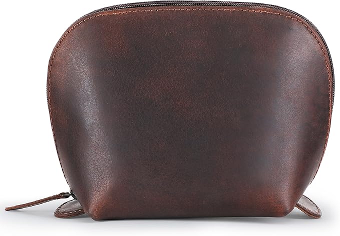 Genuine Leather Toiletry Bag for Men & Women, Leather Makeup Bag, Travel Dopp Kit Organizer with YKK Zipper, Handmade Cosmetics Case for Toiletries & Makeup (9 x 6 x 4 Inch)