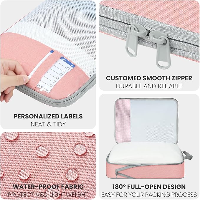 Compression Packing Cubes for Travel, Lightweight Vacation Travel Essentials, Travel Accessories for Suitcase Organizer Bags Set, Durable Luggage Organizer