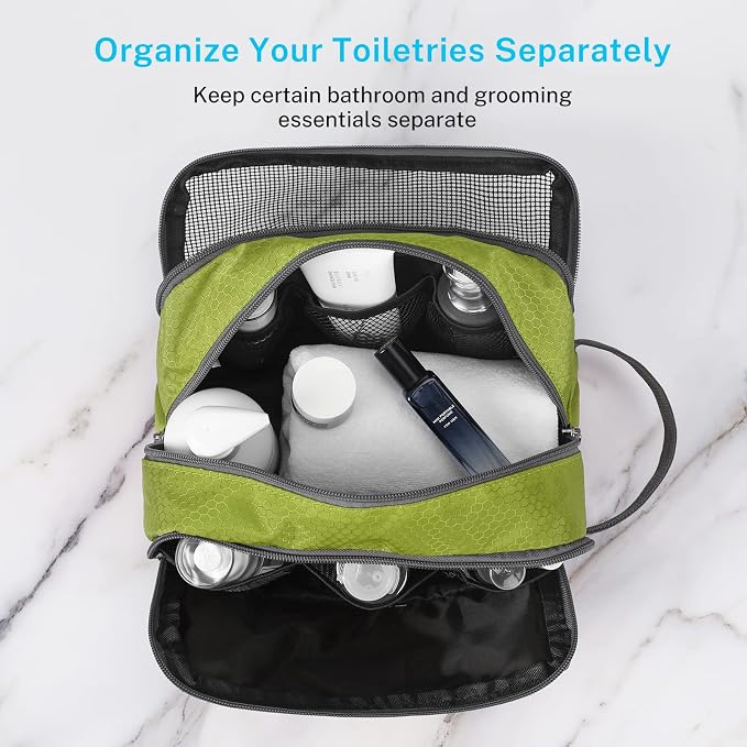 Gonex Travel Toiletry Bag Nylon, Shaving Bag Toiletry Organizer Green