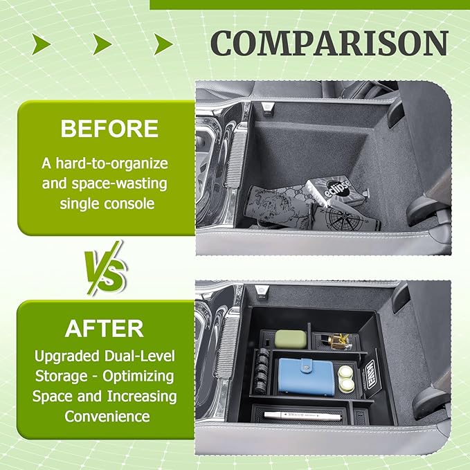 HGWEI Center Console Organizer Compatible with 2022-2025 Jeep Wagoneer/L & Grand Wagoneer/L Accessories, Middle Armrest Storage Box Insert Compartment Tray (Without Cool Box, Not Fit Wagoneer S)