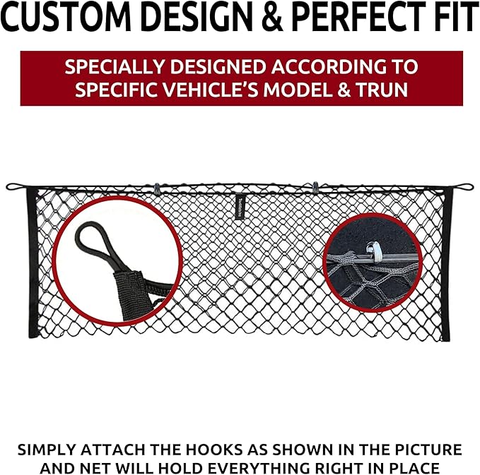 Envelope Style Automotive Elastic Trunk Mesh Cargo Net for Honda Civic LX Sport EX Touring 2022-2026 - Trunk Organizer and Storage - Luggage Net for Sedan - Best Car Organizer for Honda Civic