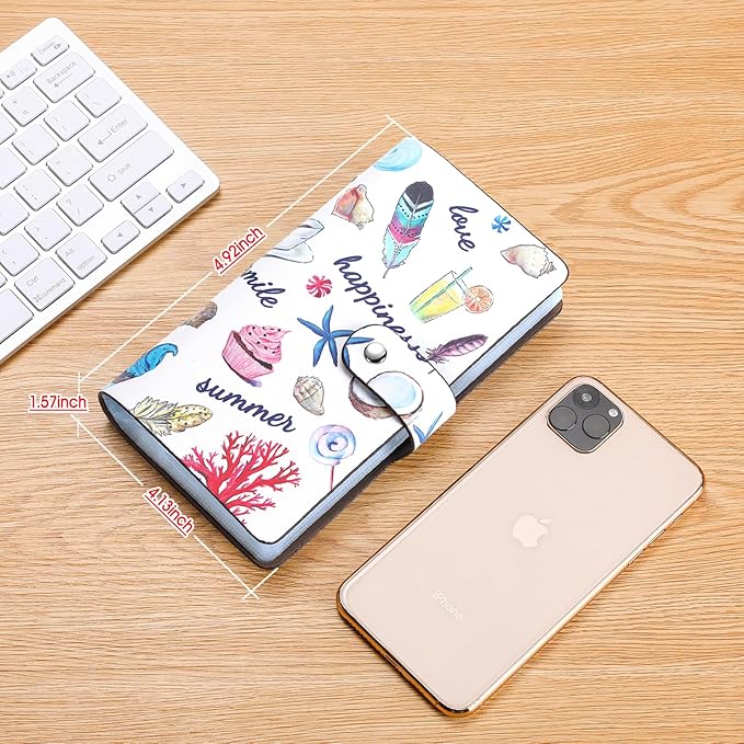 RFID Credit Card Holder, Leather Business Card Organizer with 96 Card Slots, Credit Card Case for Managing Your Different Cards and Important Documents to Prevent Loss or Damage (Delicious Food)
