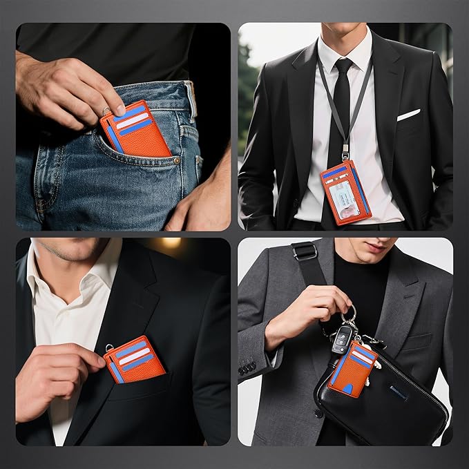 Mayski Slim Wallet, Credit Card Holder for Women, Minimalist Front Pocket RFID Blocking Card Cases, Small Wallet Women Men(Lichee Orange)