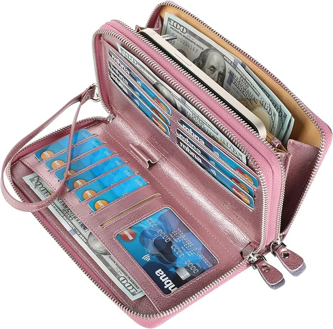 Lavemi Small Compact Women Wallet RFID Blocking Genuine Leather Bifold Purse with ID Windows