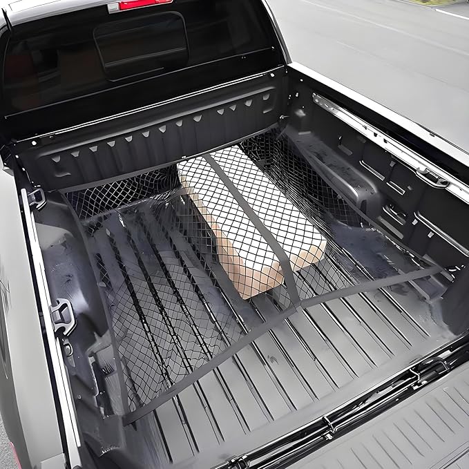 BAILALIBO Cargo Net Stretchable, Adjustable Elastic Trunk Mesh Nets with Metal Hook Universal for Pickup SUV, Trucks, Car Exterior Accessories for Secure Storage (48x48 Inch)