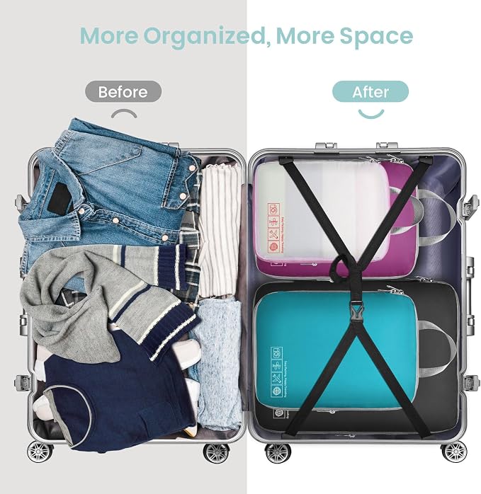 Cambond Compression Packing Cubes for Travel - Lightweight Expandable Travel Bags Luggage Organizers Travel Essentials Compression Cubes for Travel Space Saver for Carry on Suitcases Organizer