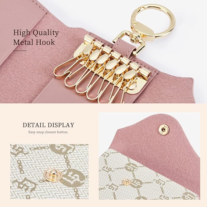 GOLF SUPAGS Women PVC Leather Car Key Chain Card Holder Wallet Pouch 6 Hook Snap Closure keys Money Organizer Case | Card Holder, 6 Hook, Snap Closure, keys, Money Organizer, Case