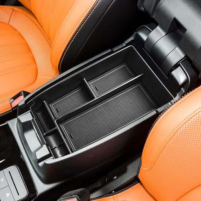 HGWEI Center Console Organizer Compatible with Ford Escape 2020-2026/Bronco Sport 2021-2025 Accessories, Insert Armrest Box Secondary Storage Tray Black ABS Materials (Not for U725 2-Door)