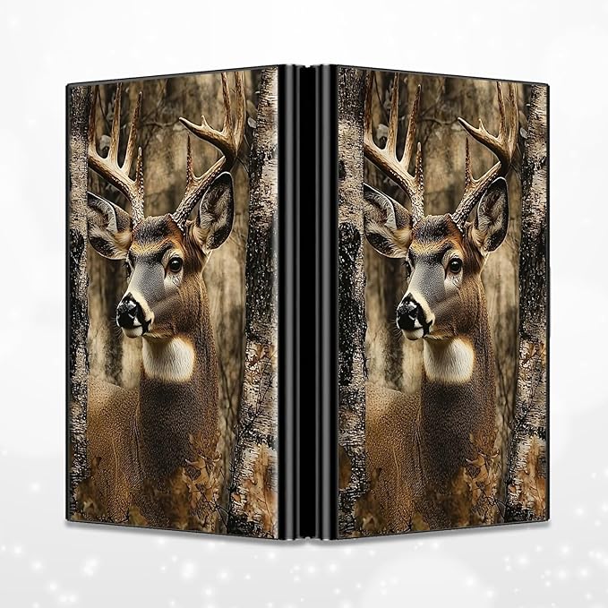 Slim Credit Card Holder, Camo Deer Tree RFID Blocking Metal Wallet for Men & Women, Aluminum Minimalist Hard Case Pocket-Sized Business Cards Organizer (Fits Up to 10 Cards)
