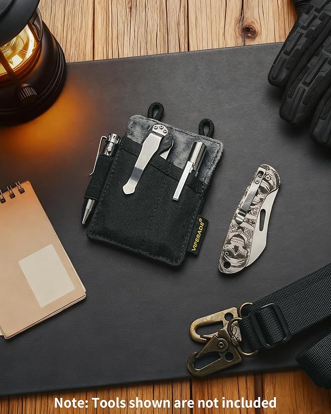VIPERADE Slim EDC Pouch, Mini Pocket Organizer for Men, EDC Belt Organizer for Knife/Flashlight/Pen/Pry Bar/Mini Tools/Pocket Notebook