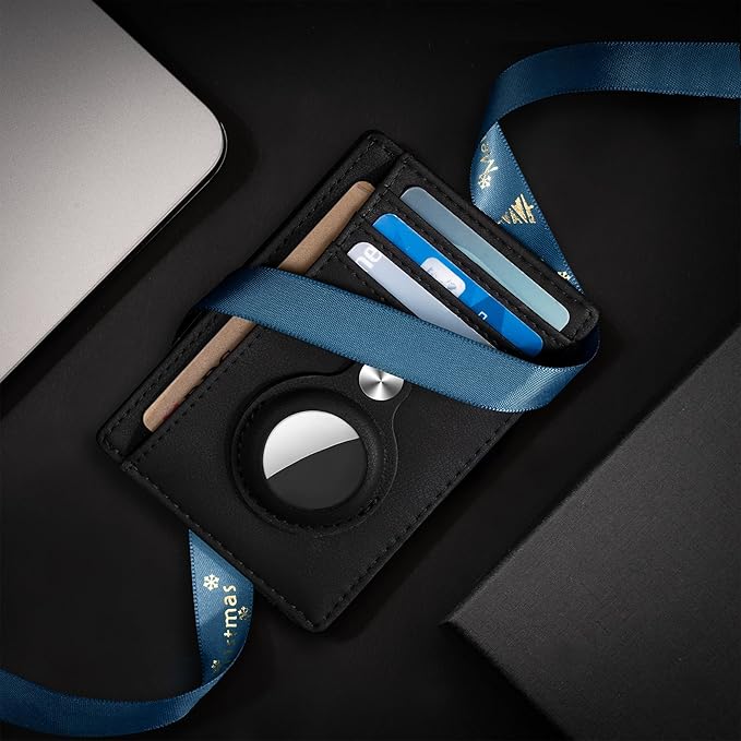 Hawanik Slim Minimalist Front Pocket Air Tag Wallet, RFID Blocking Card Holder Wallet with Airtag Holder