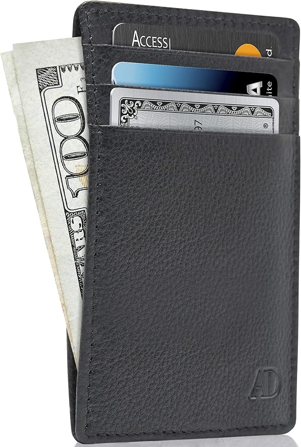 Access Denied Slim Minimalist Wallets For Men & Women - Leather Front Pocket Thin Mens Wallet RFID Credit Card Holder Gifts For Men