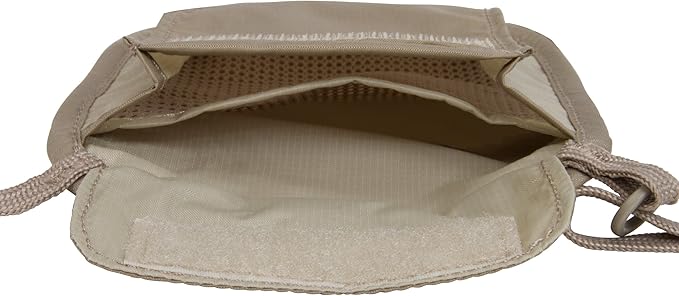 eagle creek RFID Blocker Neck Wallet - Durable and Lightweight Travel Passport and Valuables Organizer with Hook and Loop Closure and Adjustable Neck Strap, Tan