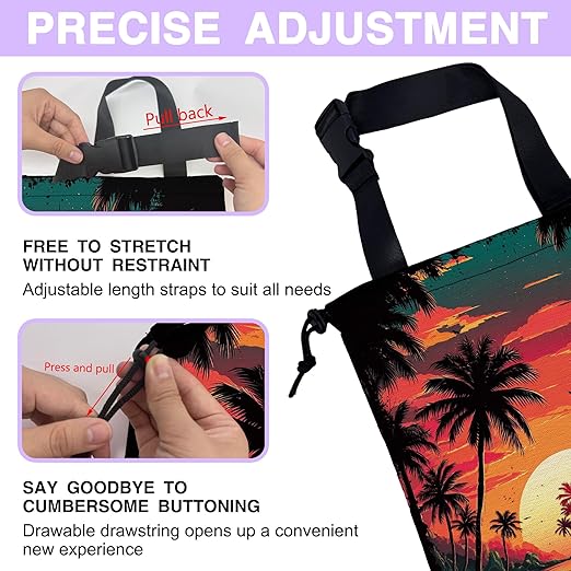 Car Trash Bag Hanging Palm Trees Sunrise Beach Landscape Car Trash Can for Back Seat Waterproof Car Garbage Can with Adjustable Straps and Drawstring for Car Accessories Vehicle Travelling Camping