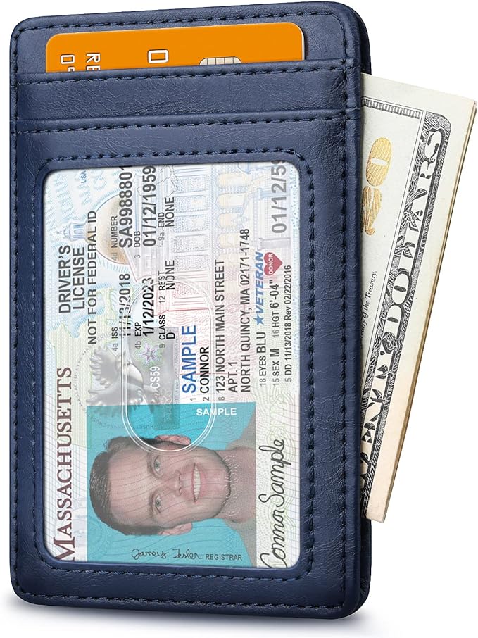 Buffway Mens Slim Wallet, Minimalist Thin Front Pocket Leather Credit Card Holder with RFID Blocking for Work Travel | Minimalist, Thin, Front Pocket, Credit Card Holder, RFID Blocking, for Work Travel
