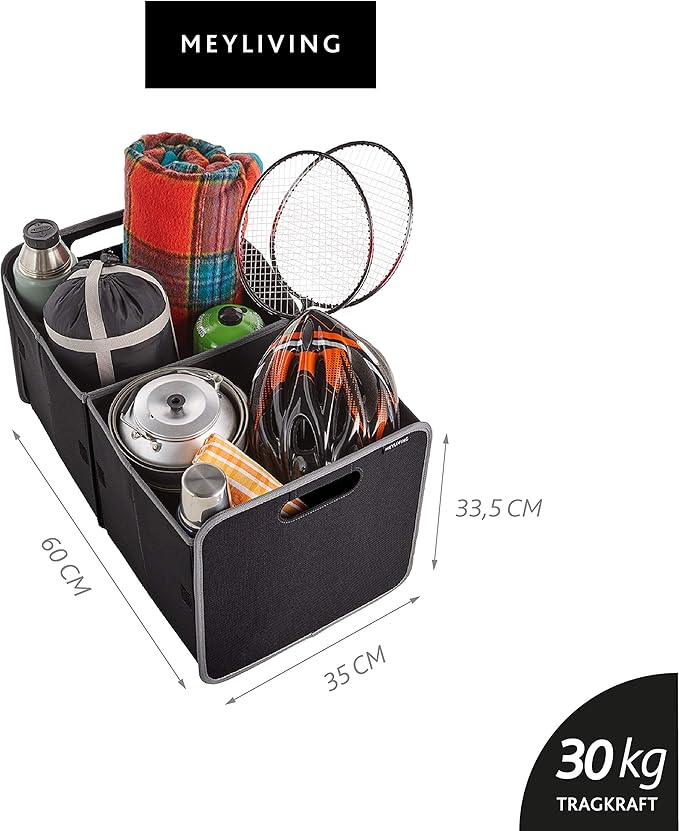 Foldable Box Trunk Organizer Dorm Shopping Car Toys Sports Gear Travel 23.6x12.8x12inches, 1-Pack/X-Large, Lava Black