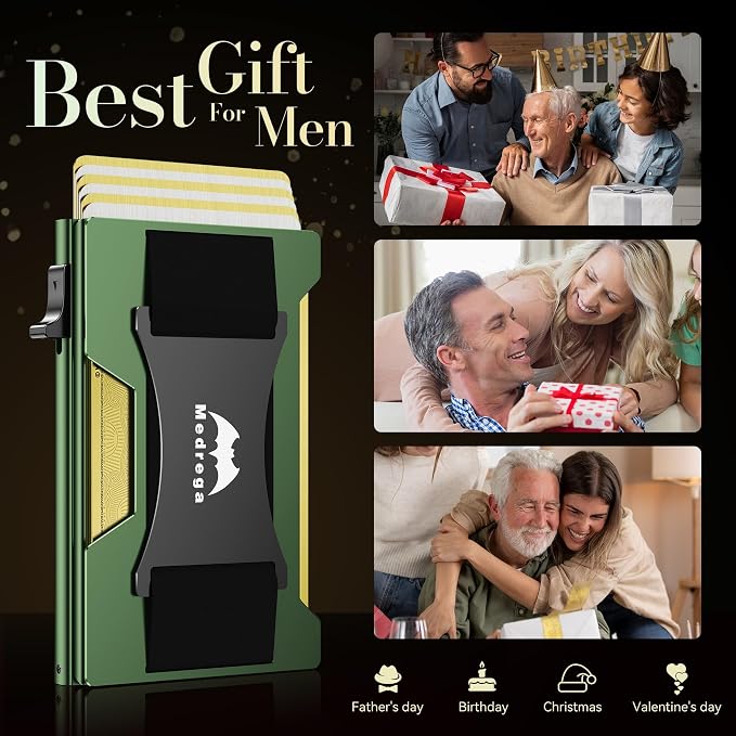 Smart Wallet for Men Slim Minimalist: Metal Pop Up Wallet - RFID Front Pocket Credit Card Holder - Gift for Male Husband at Anniversay Brithday