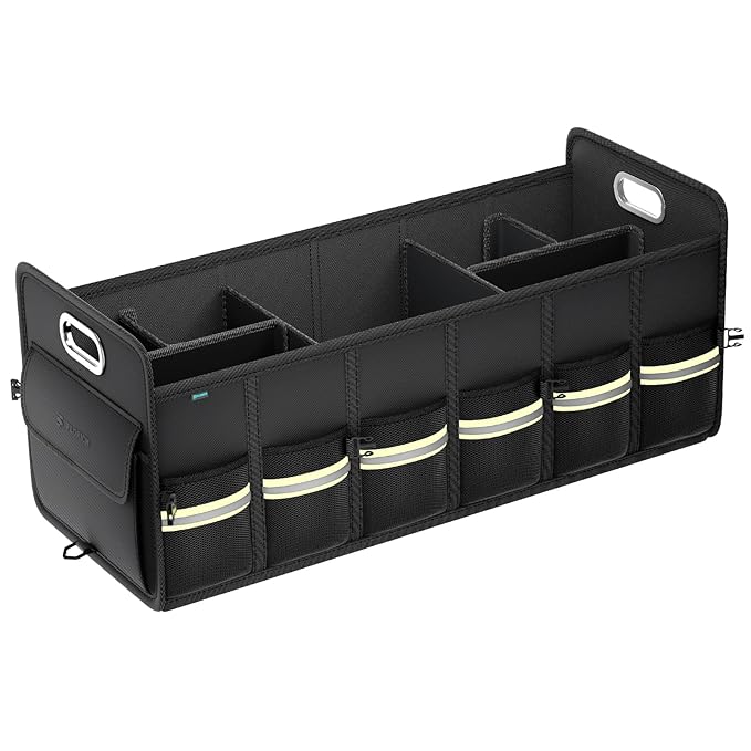 FLORICH Trunk Organizer for Suv, Large Truck Organizer Back Seat Storage Premium, Collapsible Multi-Compartment Car Organizers and Storage Waterproof