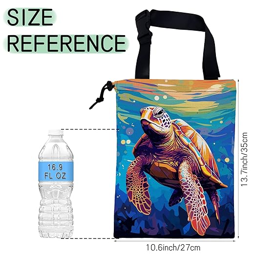 Pop Art Turtle Car Garbage Bag,Waterproof Small Car Trash Bag Hanging Back of Seat,Drawstring Hanging Car Trash Bag with Adjustable Buckle for Car Accessories