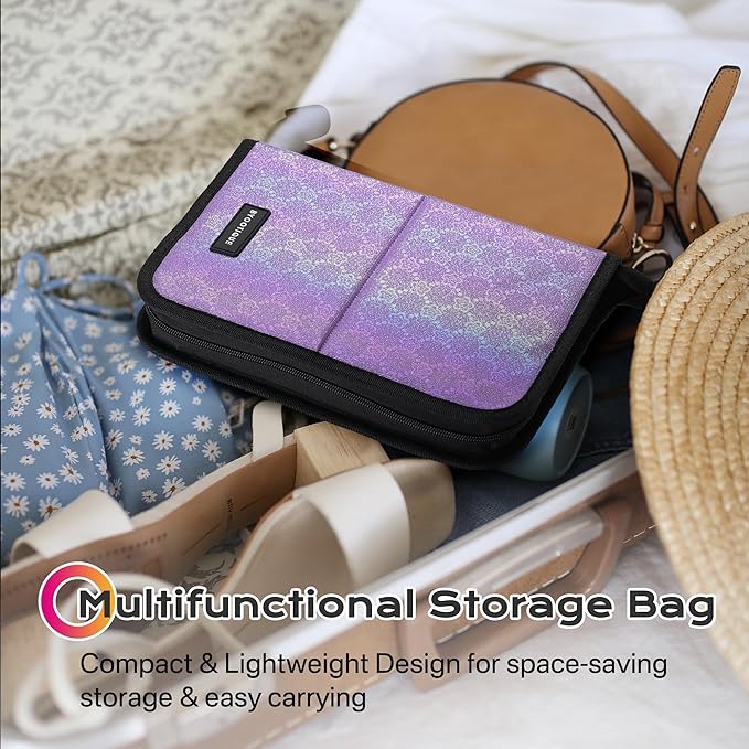 BYOOTIQUE Makeup Brush Holder Bag Foldable Cosmetic Case ForgetMeNot Purple