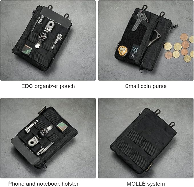VIPERADE VE16 Pocket Organizer, EDC Pouch for Men, 7 Pockets EDC Pocket Organizer EDC Pouch for Everyday Carry, Multitool Pocket Pouch Wallet for EDC Gears, Pocket Pouch for Men