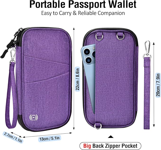 BKNOOU Passport Holder Family Rfid Blocking Travel Document Organizer,Travel Passport Wallet Waterproof Multiple Passport Holder for Traveling,Passport Organizer for Men Women