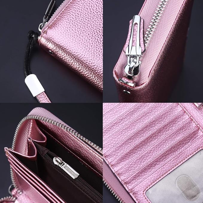 Lavemi Small Compact Women Wallet RFID Blocking Genuine Leather Bifold Purse with ID Windows
