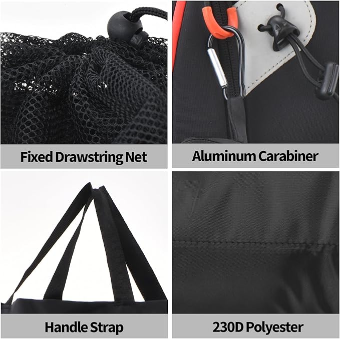Travel Laundry Bags, 2Pcs JHX Foldable Dirty Clothes Bag 【Upgraded】 with Fixed Drawstring Net, Handles and Carabiner, Portable Laundry Bags for Travel and Fitness (Black+Grey) 30"H x 21"W