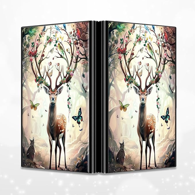Slim Credit Card Holder, Decorative Deer Butterfly RFID Blocking Metal Wallet for Men & Women, Aluminum Minimalist Hard Case Pocket-Sized Business Cards Organizer (Fits Up to 10 Cards)