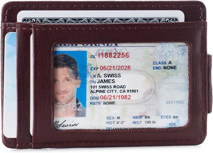 alpine swiss Harper Mens RFID Slim Money Clip Front Pocket Wallet Minimalist Leather ID Card Holder | RFID