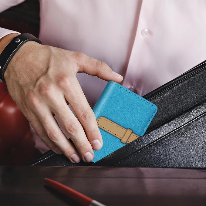 Credit Card Holder with 26 Suitable Slot, ID Card Case PU Leather Wallet for Women Men Business Organiser Pocket (Blue)