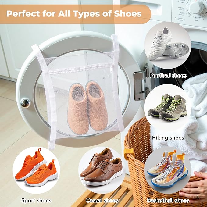 Mingting Shoe Laundry Bag Set, Includes 1 Washing Bag and 2 Dryer Bags with Honeycomb Mesh, Zipper and Straps, Shoe Washing and Drying Bag for Sneakers, Sports Shoes and Delicates(3 Pack)