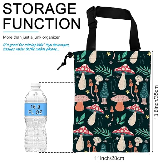 Car Trash Bag Mushroom Car Garbage Bag Hanging Car Trash Can for Back Seat with Drawstring