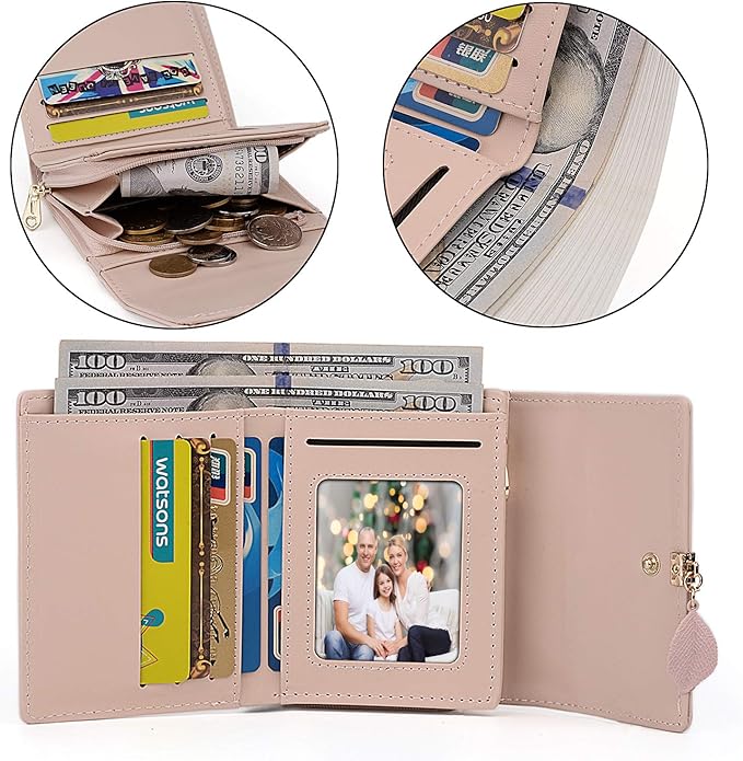 UTO RFID Wallet for Women PU Leather Leaf Pendant Card Holder Phone Checkbook Organizer Zipper Coin Purse | Leaf Pendant, Card Holder, Phone, Checkbook, Organizer, Zipper